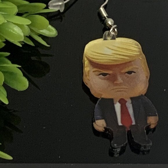 Trump Earring, Patriotic Earring, Gift Idea, White Elephant Gift, Silly Earring - Picture 4 of 4
